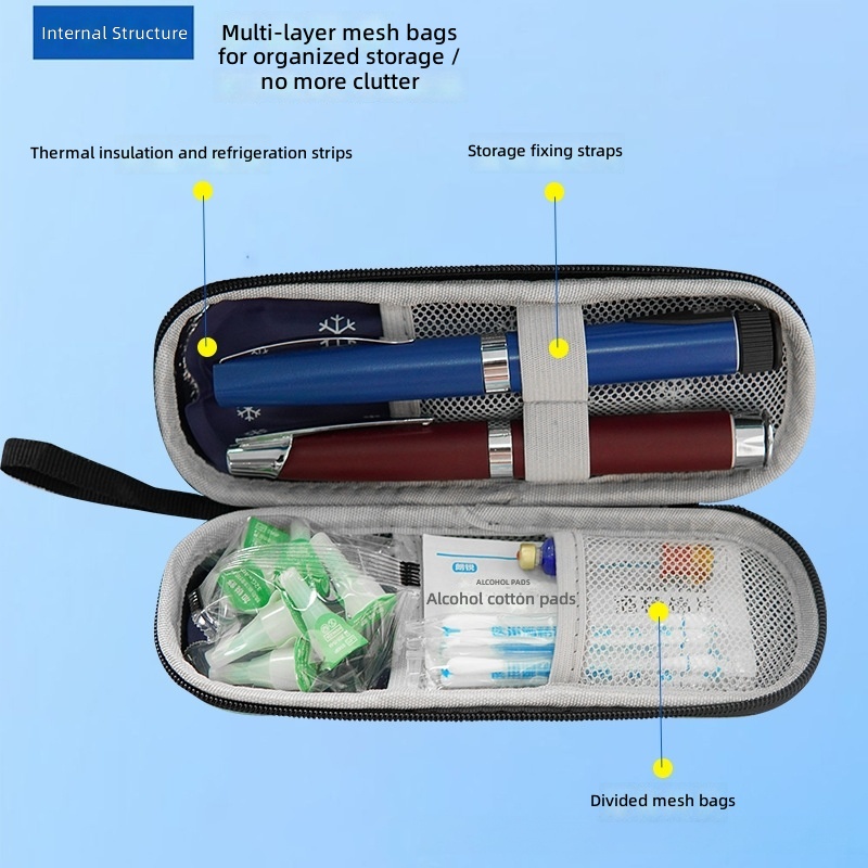 Insulin cooler bag outdoor portable EVA anti-drop storage bag thermal insulation ice pack cooler box ice pack cooler bag