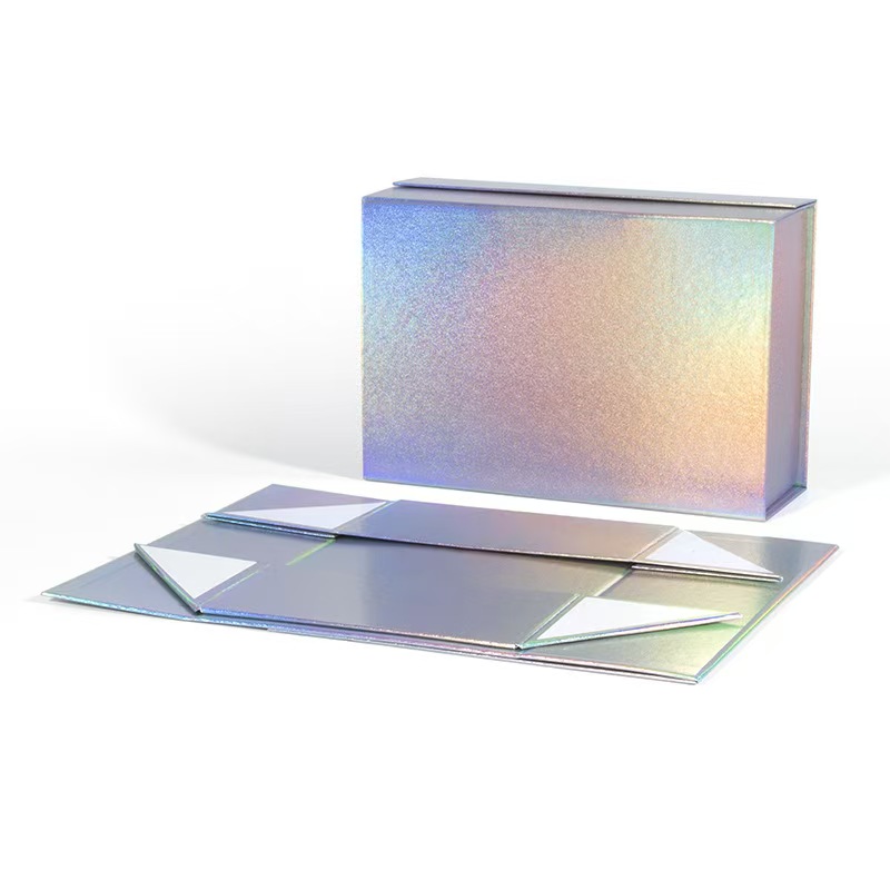 Holographic Paper Treat Box Template - Foldable Paper Favor Box & Craft Paper Box for Household Decor & Gifts
