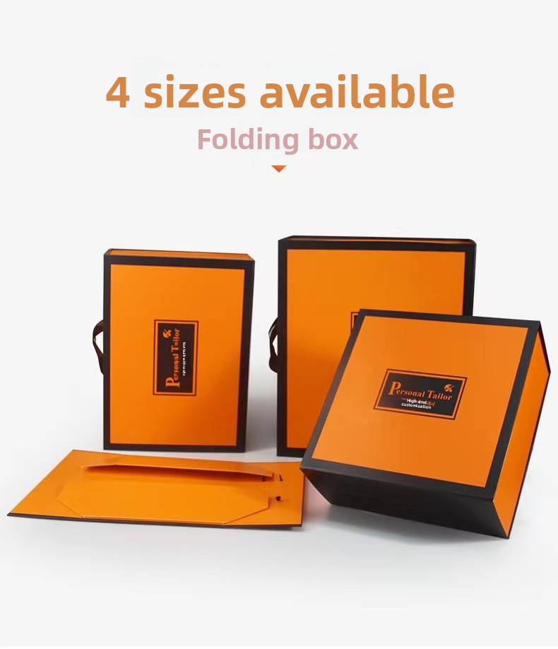 4 Sizes Available Orange Folding Clothing Gift Box with Handle | Personal Tailor Packaging