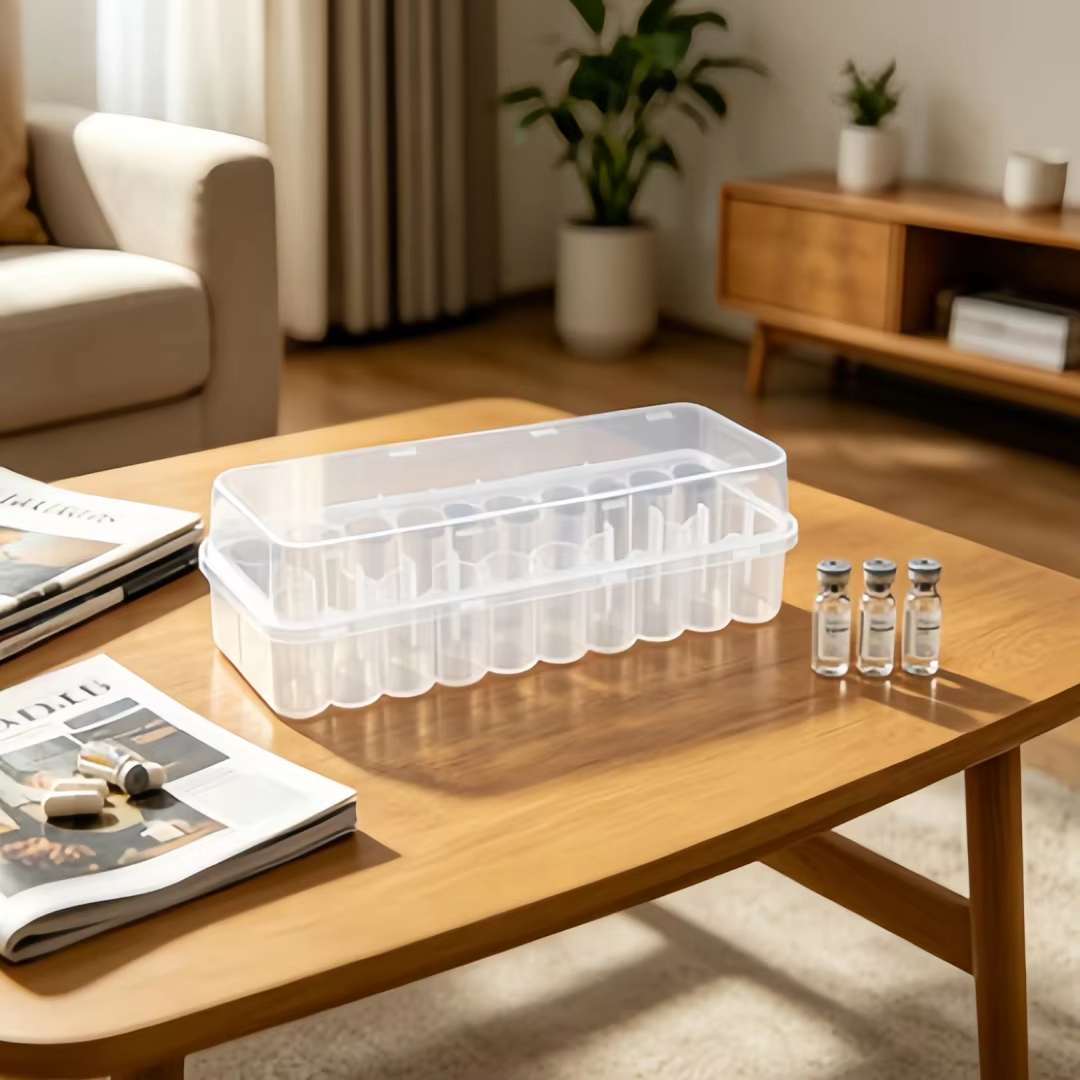 Wholesale Bulk 3ml 24-Piece Transparent PP Tube Rack OEM BPA-Free Biological Reagent Storage Box Laboratory Cold Chain Plastic Tube Rack Organizer