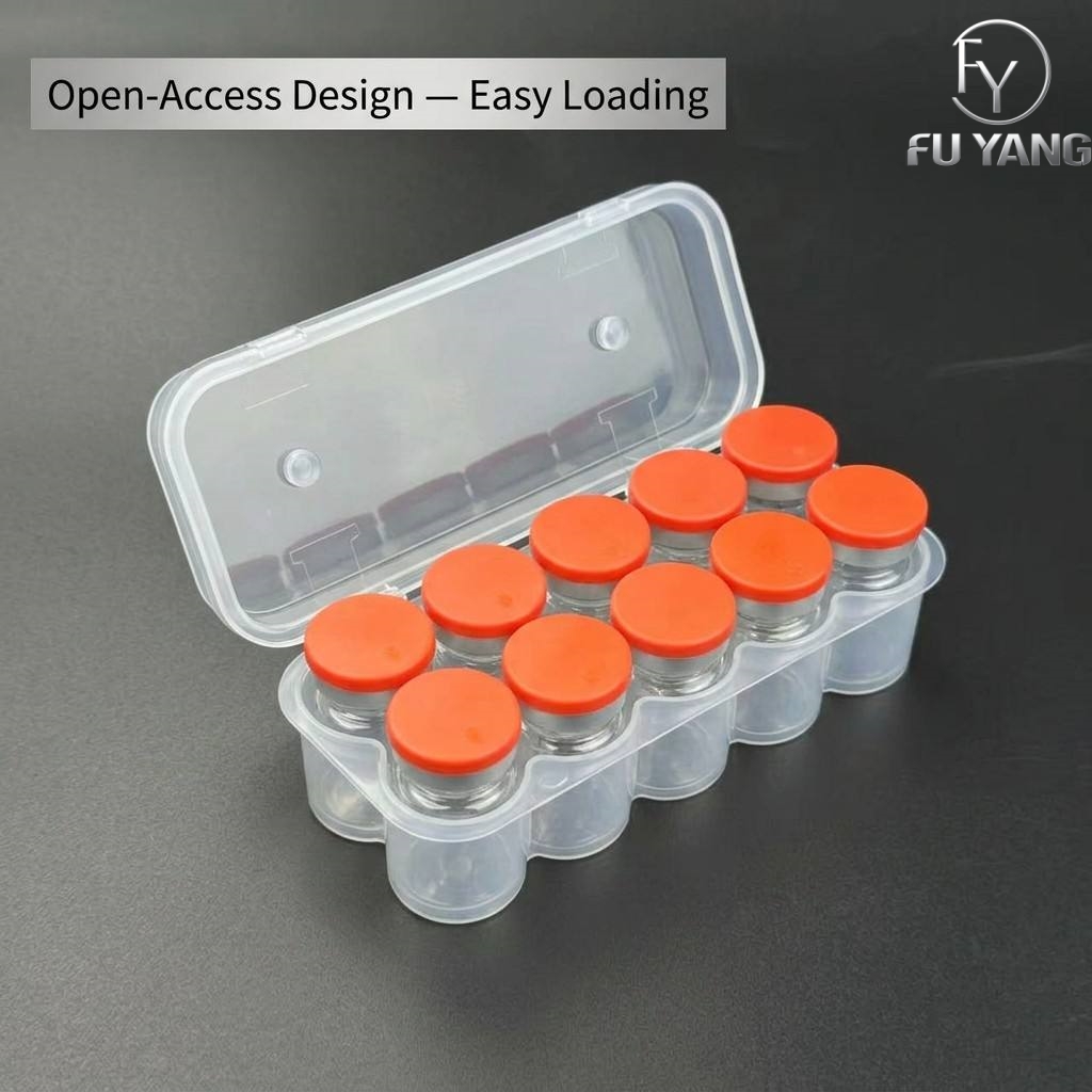 custom 5ml 10-vial complete packaging kit with transparent PP case glass vial butyl stopper and multi-color aluminum cap