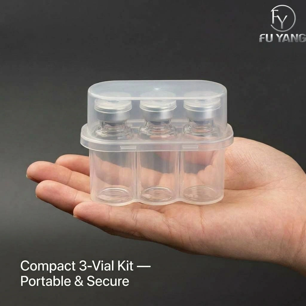 3ml 3-vial complete packaging kit with cloud-shape PP case glass vial butyl stopper and aluminum cap