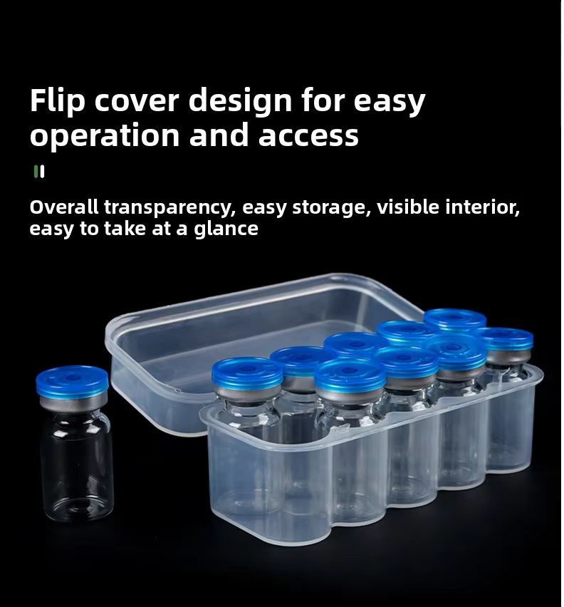 Manufacturer-grade Xilin 7 mL PP Plastic Rectangular Sampling Boxes Lids 10-count Pack Transparent Vials Lyophilized Powders
