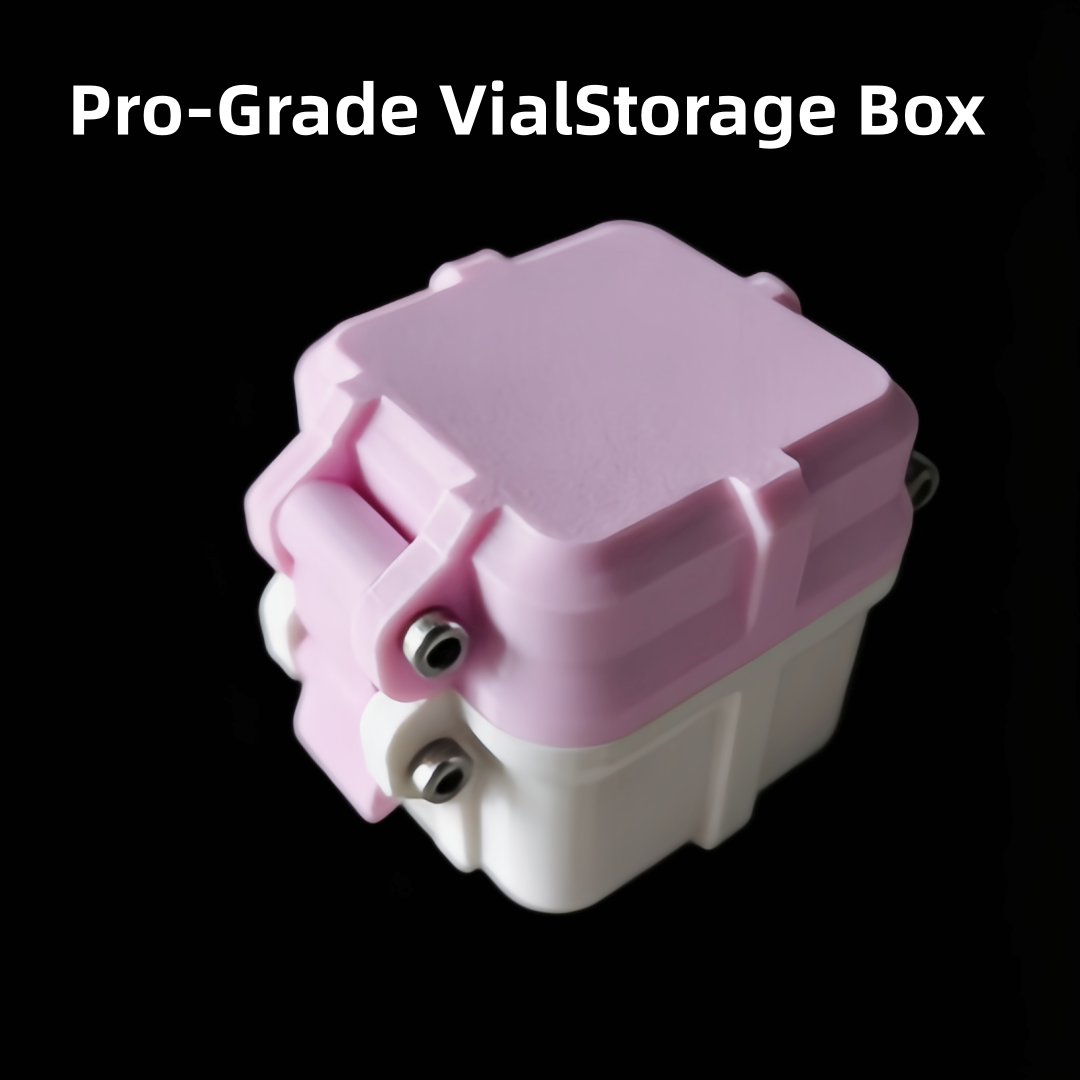 High-end peptide vial box made of PETG material, 3ml 4-pack, can effectively stabilize glass vials to prevent damage, each vial has an independent slot, customizable box color, size, and brand logo printing.