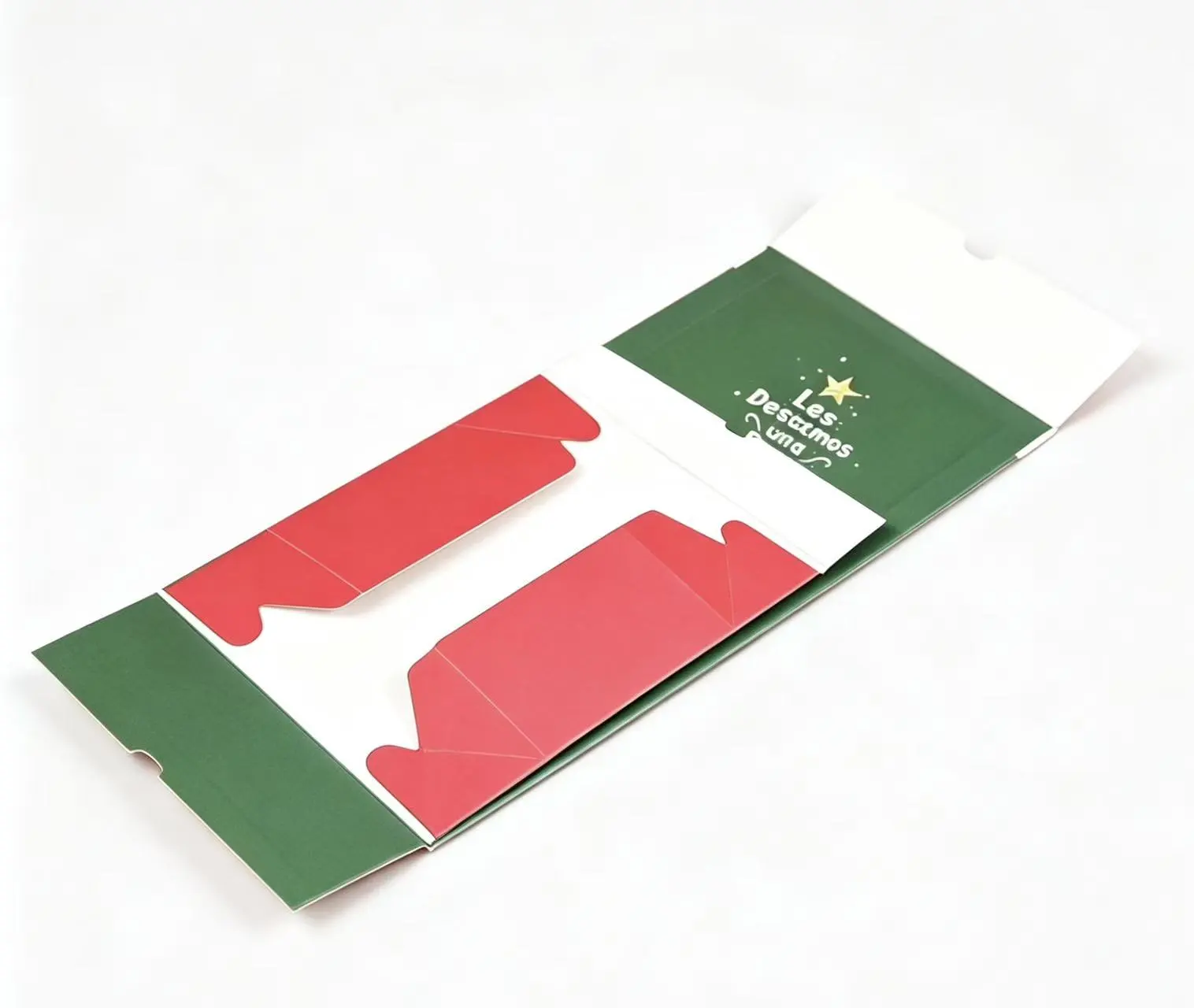 Foldable Paper Gift Box - Christmas Themed Design with Green, Red & White Colors for Home Use