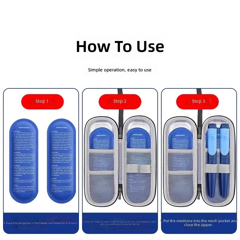 Factory-direct insulin bag, best-selling insulin cooling storage case, medical supplies travel storage bag, with temperature display, daily insulin pen storage case, suitable for insulin vials, insulin pen bag