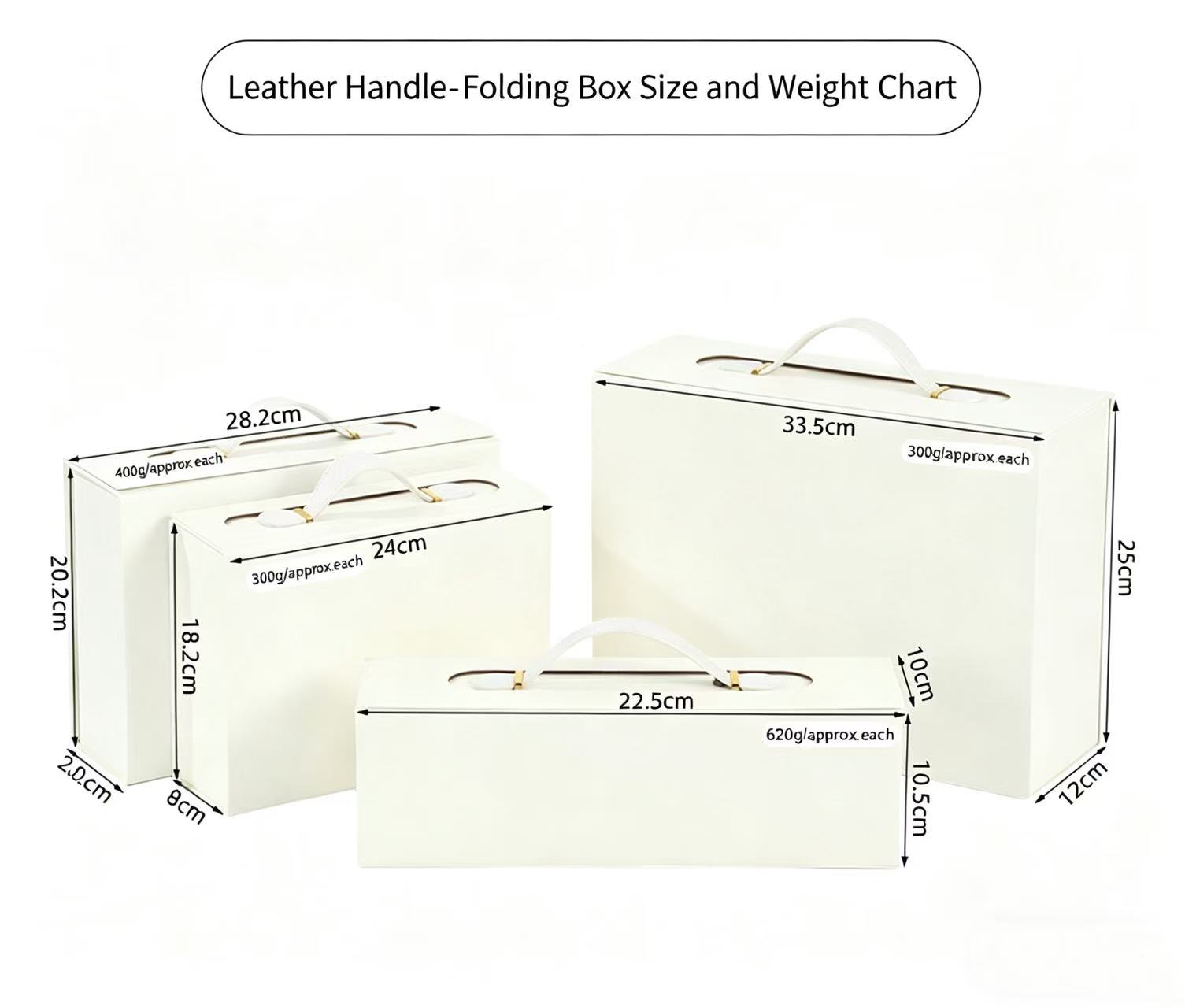 Multicolor Leather - Handle Folding Gift Boxes Size Chart