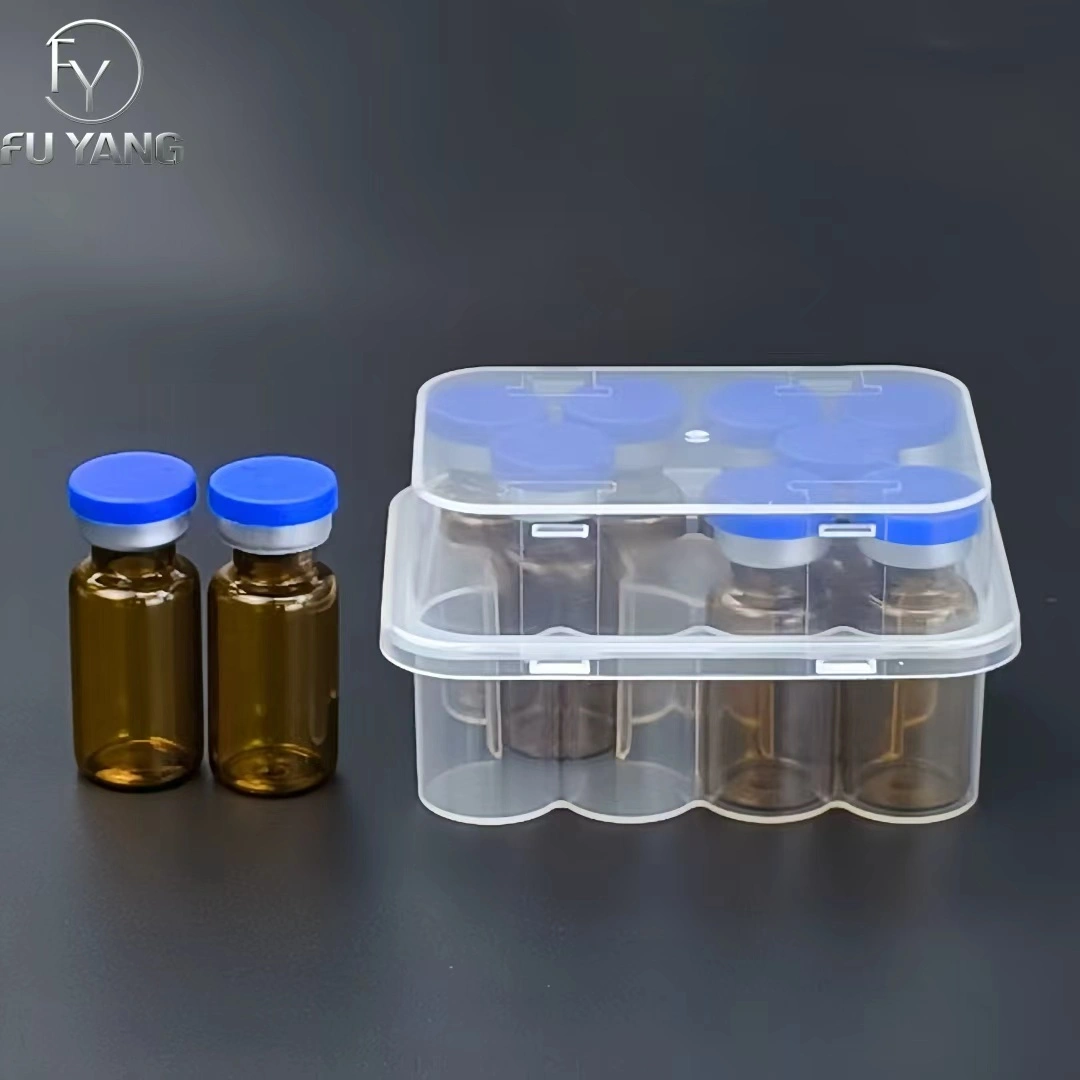 custom 3ml 10-vial complete packaging kit with transparent PP case glass vial butyl stopper and multi-color aluminum cap