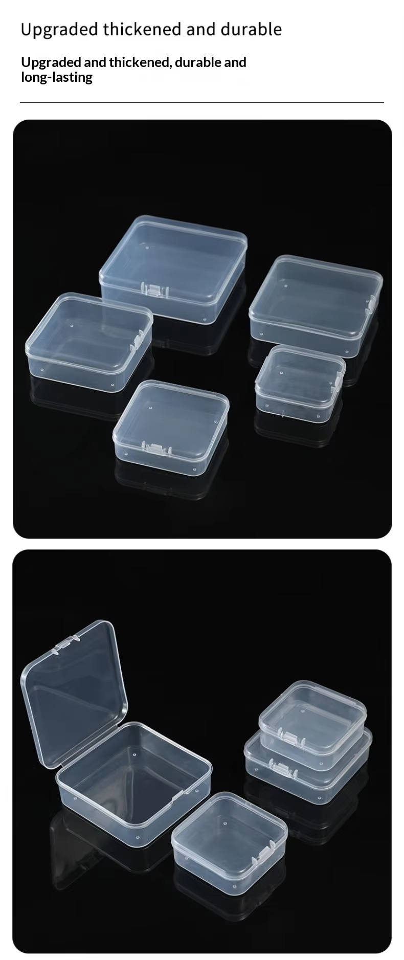 Transparent Square PP Plastic Storage Box for Jewelry Packaging