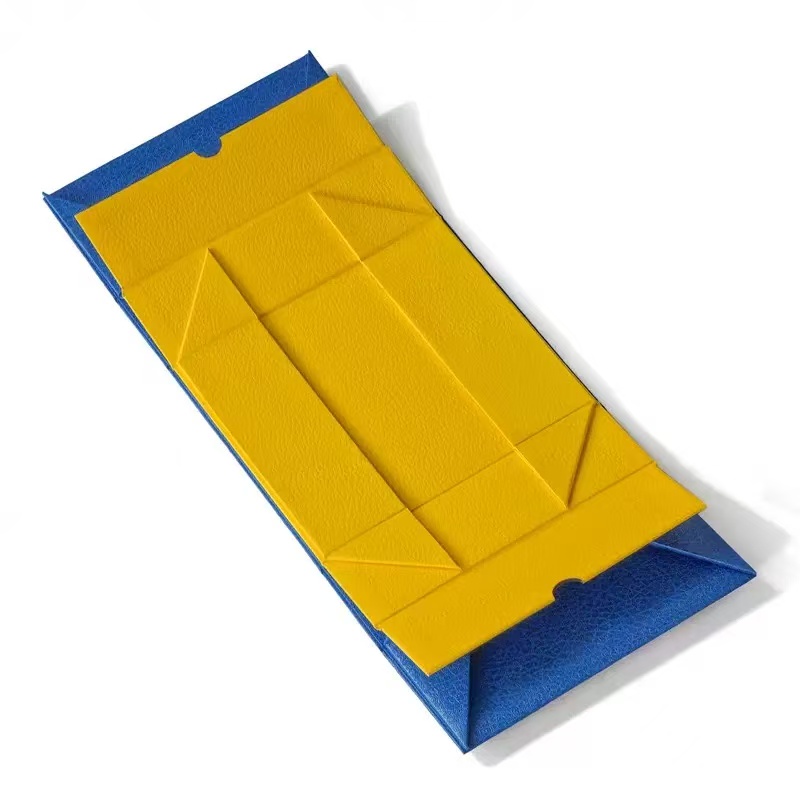 Custom Paper Gift Box – Foldable Structure with Blue Edges & Yellow Interior for Home Gifting