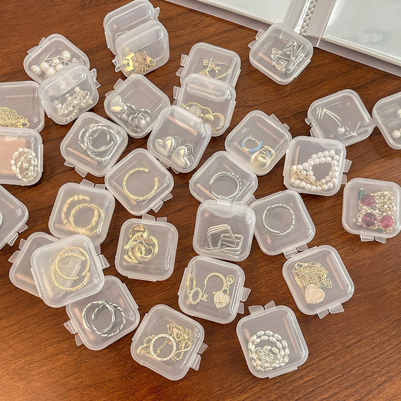 Transparent PP Plastic Small Square Box Jewelry Box Earplug Small Box Accessories Mini Earring Box Portable Storage Box