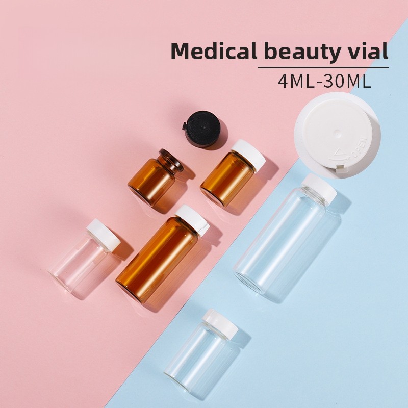 light-proof Eco Brown Glass Container, Non-toxic Amber Glass for Sensitive Peptide Ingredie