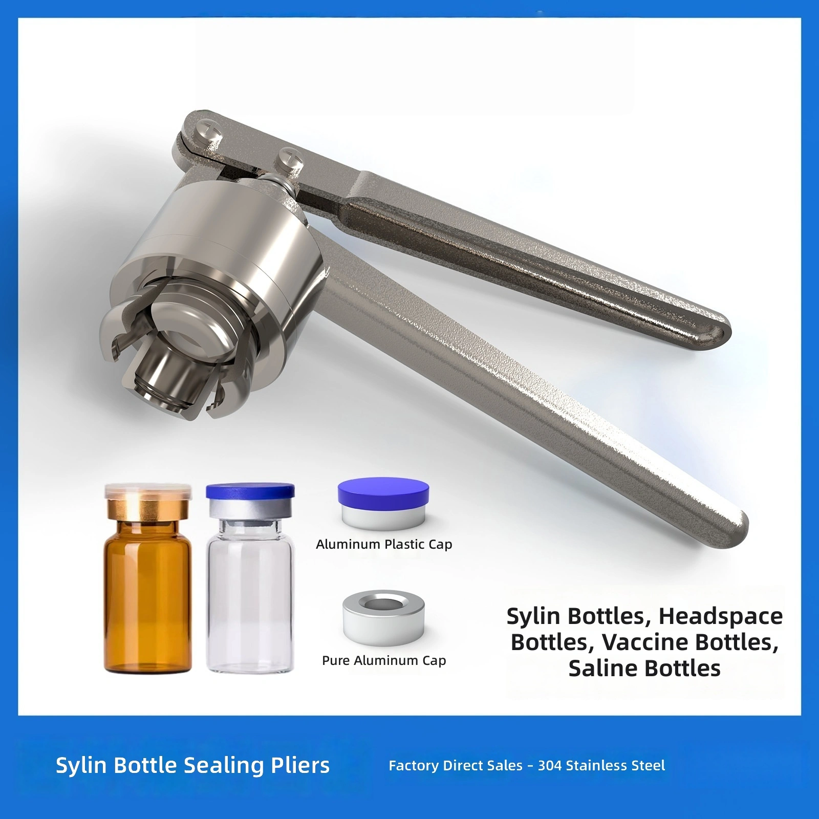 Aluminum alloy stainless steel sealing pliers, crimping pliers, suitable for sealing aluminum caps of various bottle mouth sizes