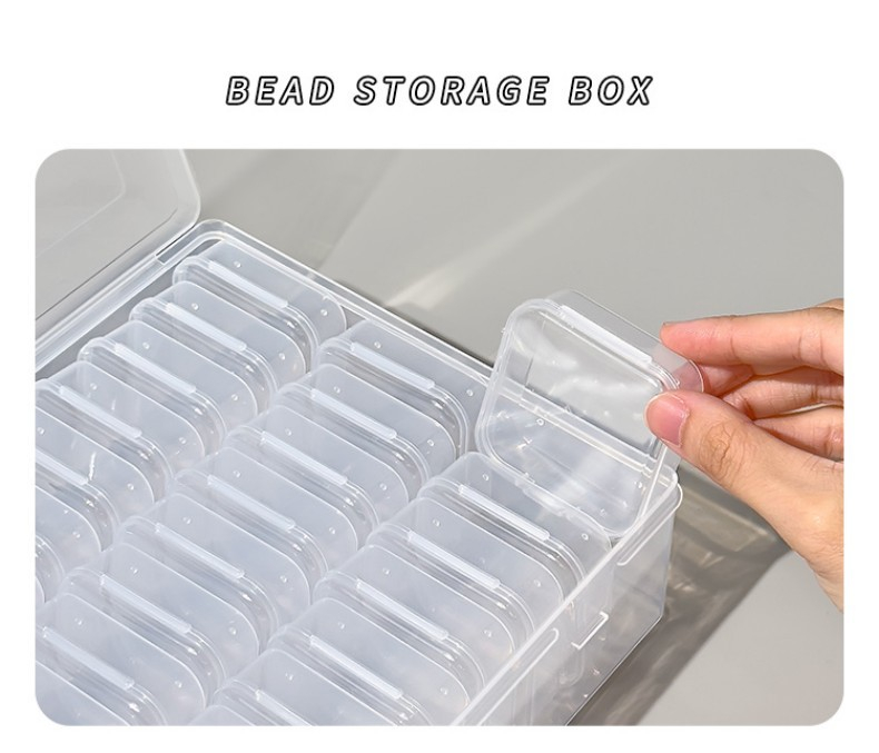 Perler bead transparent 30-grid storage box, large-capacity sorting and organizing box, multi-functional dustproof plastic storage box