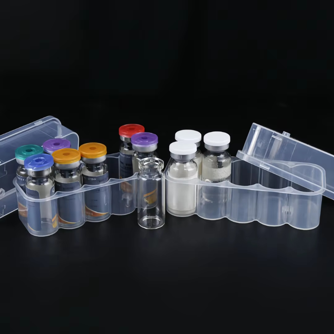 5ml 10-Pack Transparent Plastic Vial Box Bulk OEM Freeze-Dried Sample Storage Case PP Vial Holder Organizer for Bio-Reagent