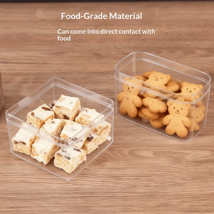 Transparent Rectangular Biscuit Jar Cookie Peach Pastry Macaron Snowflake Paired Sealed Snack Cake Packaging Box Lid Plastic Box