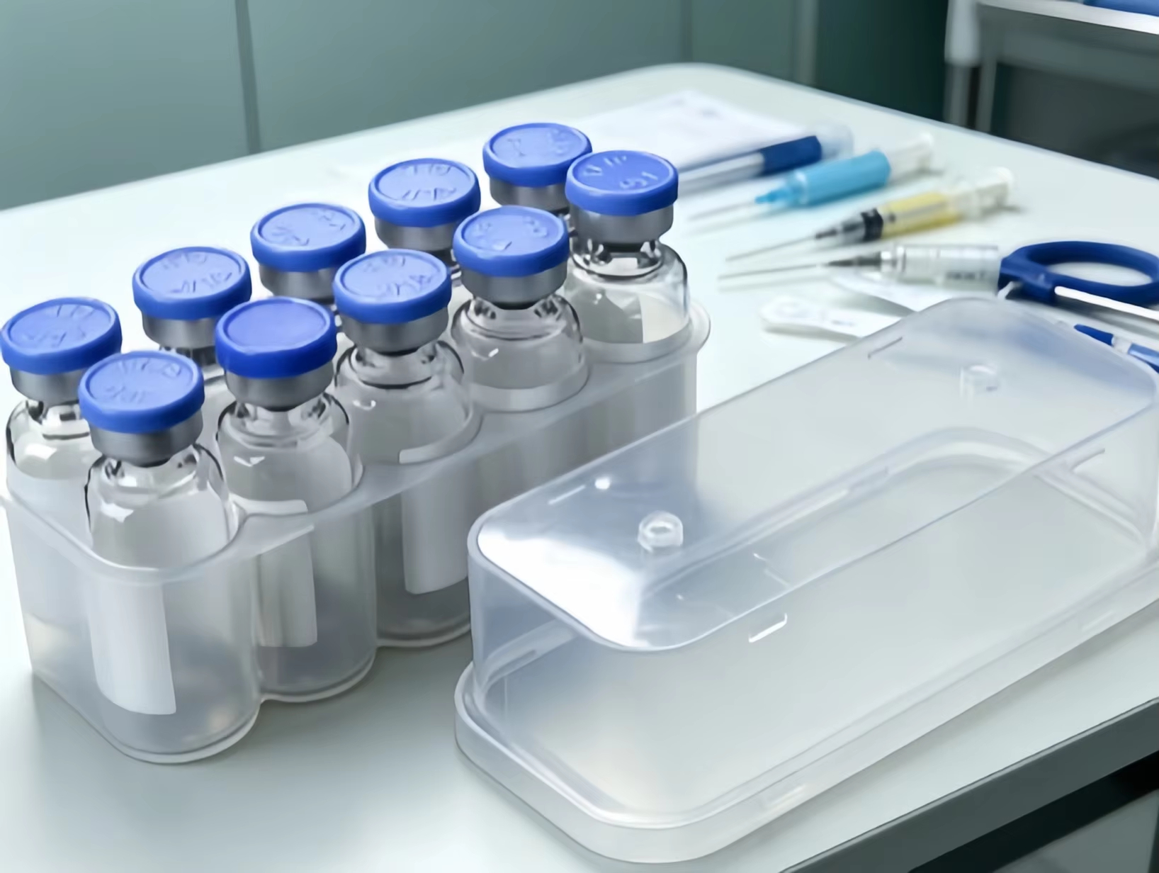 5ml 10-Pack Transparent Plastic Vial Box Bulk OEM Freeze-Dried Sample Storage Case PP Vial Holder Organizer for Bio-Reagent