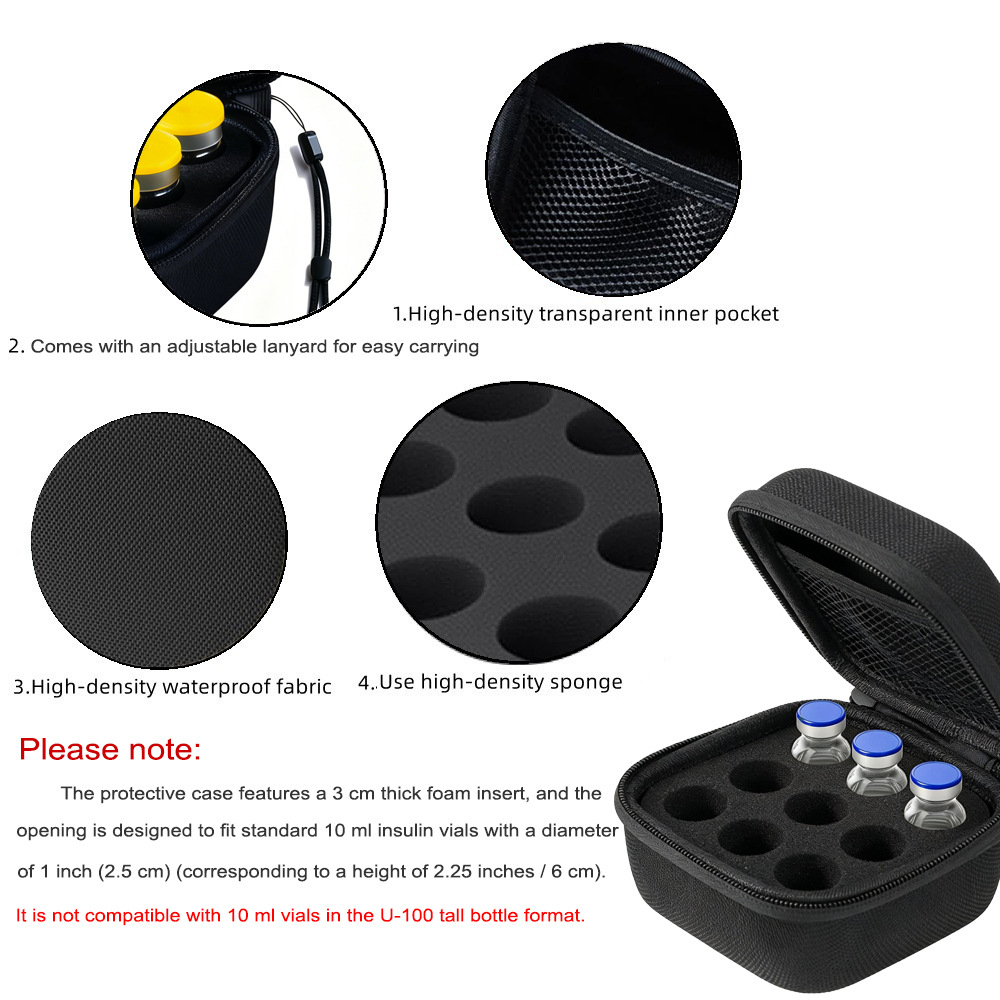 Factory Wholesale 10ml 9 Grid Insulin Storage Box Injection Vial Insulin Storage Bag Medical Travel Case Peptide Storage Box