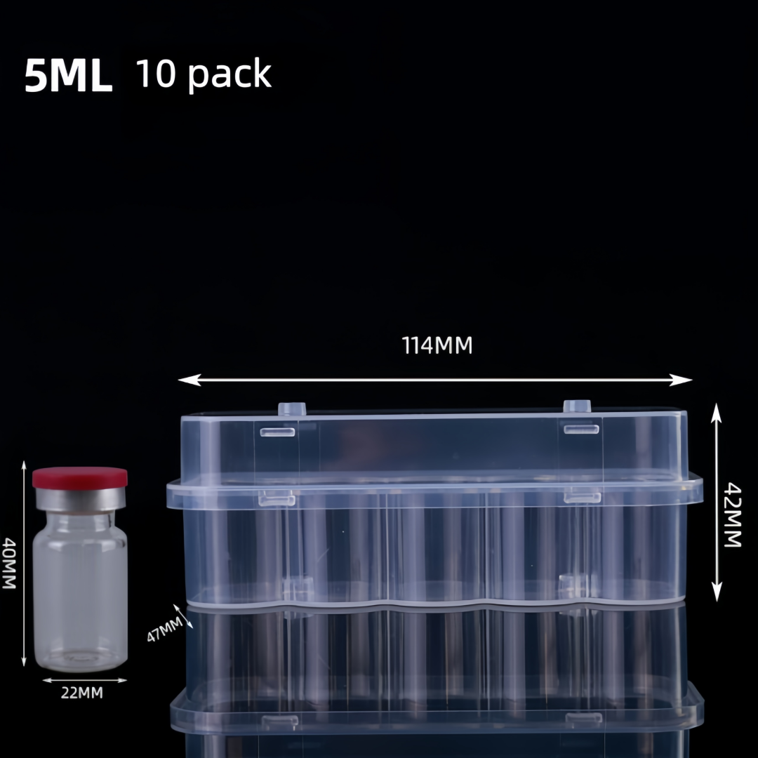 5ml 10-Pack Transparent Plastic Vial Box Bulk OEM Freeze-Dried Sample Storage Case PP Vial Holder Organizer for Bio-Reagent