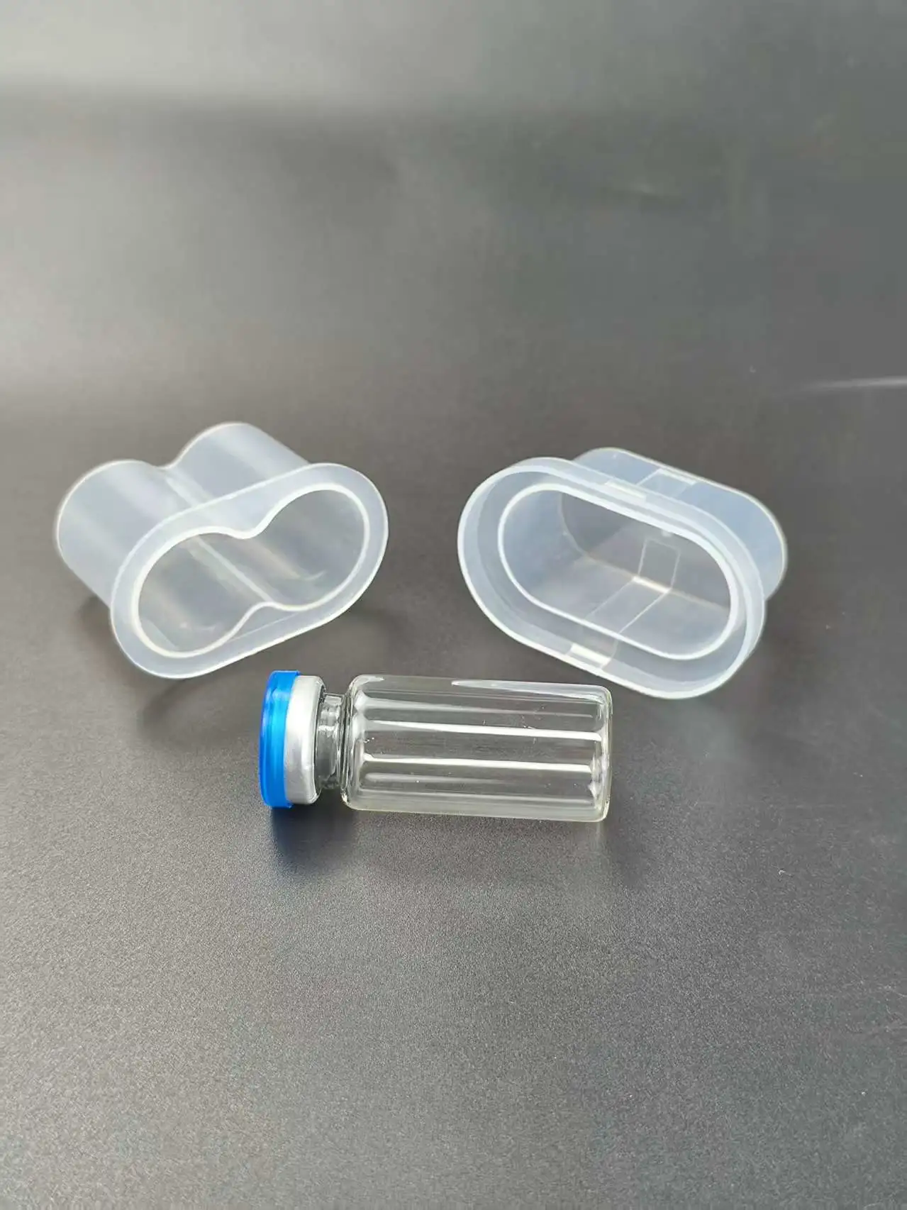 10ml 2-piece set of peptide vials with complete packaging, including PP transparent vial box, glass vials, butyl stoppers, and aluminum caps
