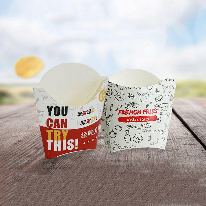 Custom Logo Printed Cowhide Paper French Fries Cups - Disposable Snack Containers for Fast Food