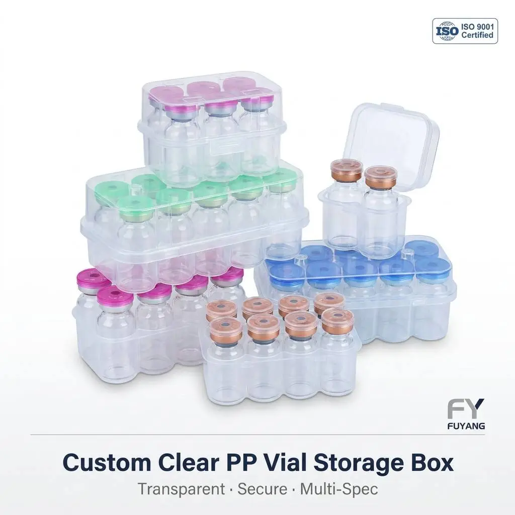Transparent PP vial storage box for storing 3ml-10ml small vials