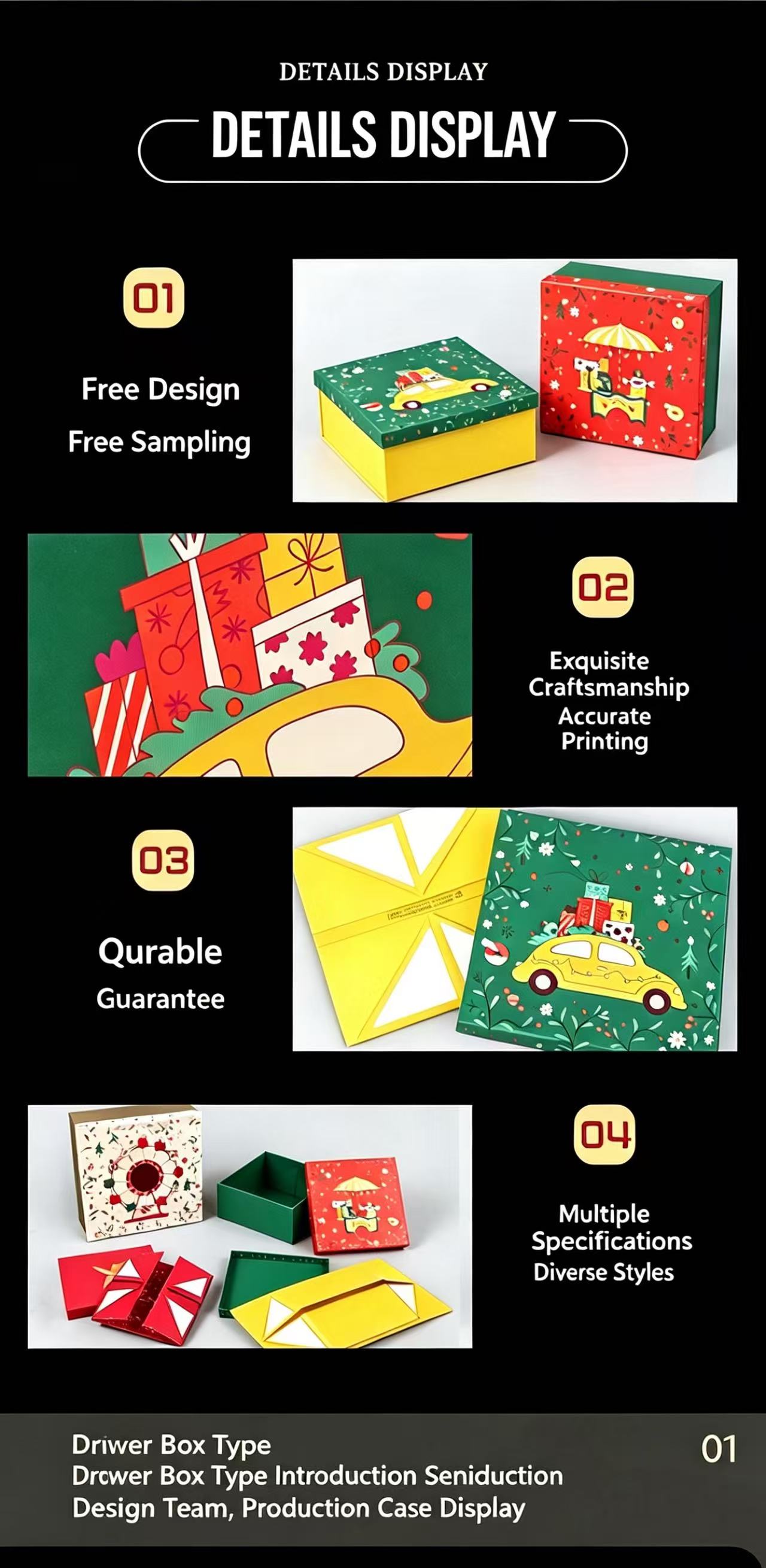 Green & Yellow Festive Paper Gift Box with Lid – Customizable Size for Home Use, Free Design & Sampling, Exquisite Craftsmanship, Accurate Printing, Durable Guarantee | Paper Box Factory