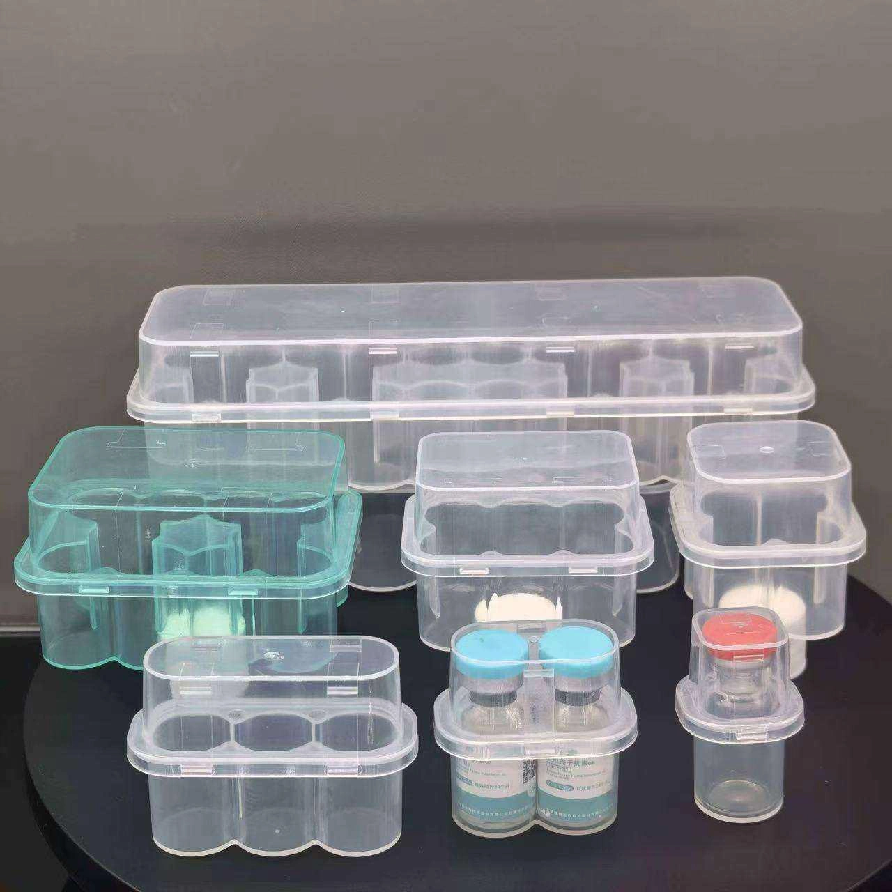 Transparent Medical Grade PP Plastic Peptide Serum Storage Box 3-20ml GLP-1 Peptide Kit Holder Stackable and Interlocking