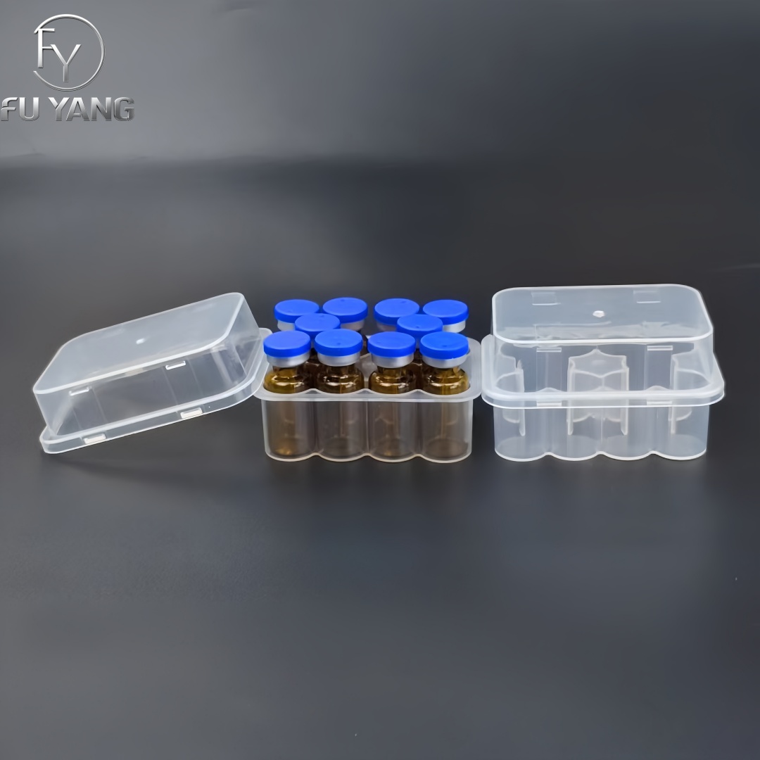 custom 3ml 10-vial complete packaging kit with transparent PP case glass vial butyl stopper and multi-color aluminum cap