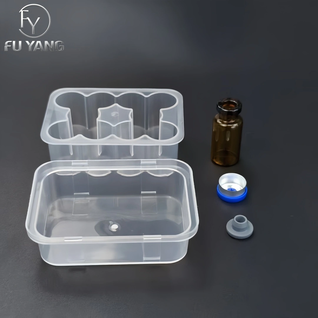 custom 3ml 10-vial complete packaging kit with transparent PP case glass vial butyl stopper and multi-color aluminum cap