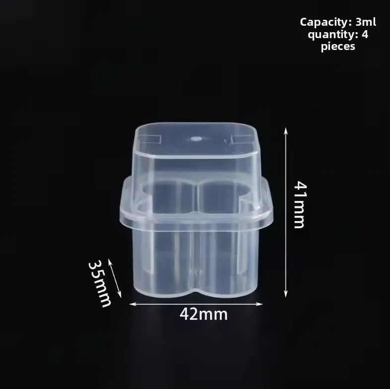 3 ml 4-Pack Transparent Plastic Bottle Box Freeze-Dried Sample Box PP Bottle Holder Storage Box for Biological Reagents and Scientific Samples