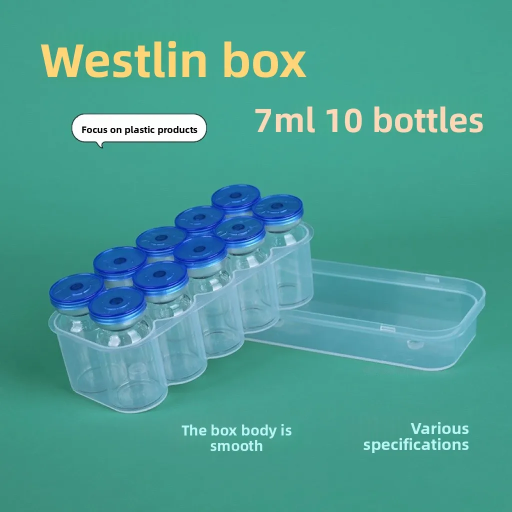 Product specifications: Multi-size PP transparent peptide packaging boxes with compartments, branded by Fuyang, available in custom sizes, ensuring clear and easy-to-read product information.