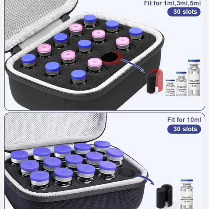 Custom Soft Lining EVA GLP-1 Medication Travel Case is specially designed for storing and transporting GLP-1 injection pens, insulin vials, and other diabetic supplies.