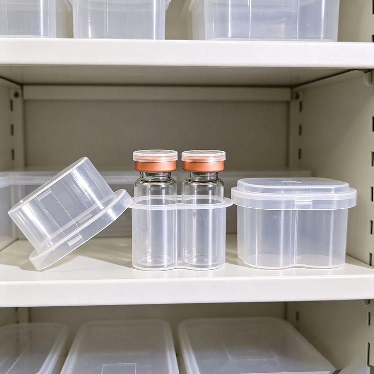 10ml 2-pack transparent PP tube rack, OEM high-quality BPA-free biological reagent storage box, plastic tube rack storage box for laboratory cold chain use