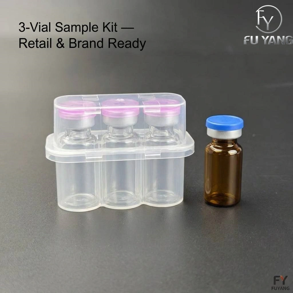 3ml 3-vial complete packaging kit with cloud-shape PP case glass vial butyl stopper and aluminum cap