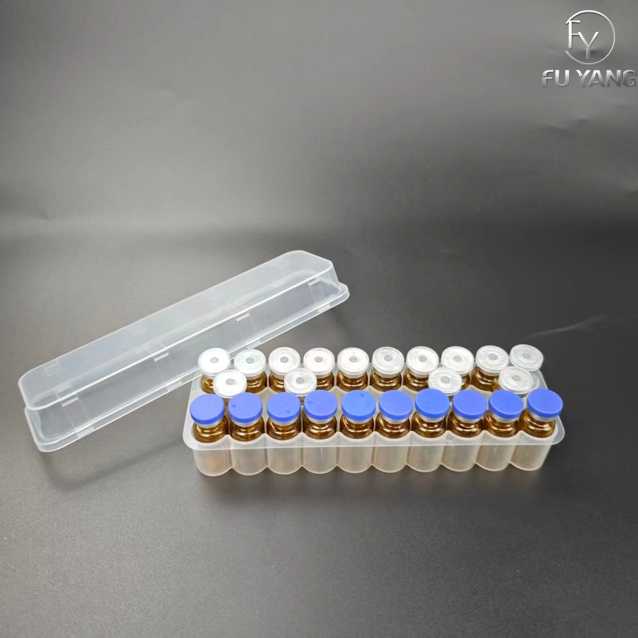 custom 3ml 24-vial complete packaging kit with transparent PP case glass vial butyl stopper and multi-color aluminum cap