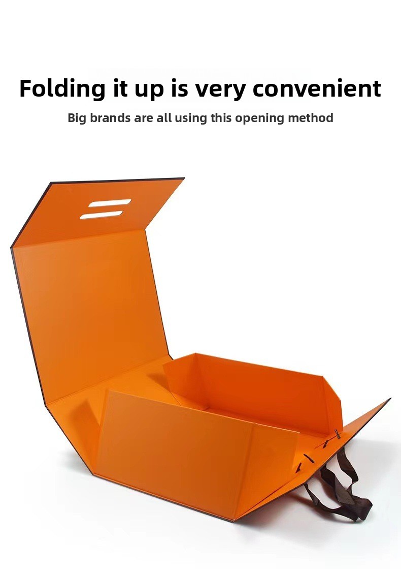 Easy to Fold Orange Packaging Box with Convenient Opening Design | Premium Clothing Gift Box