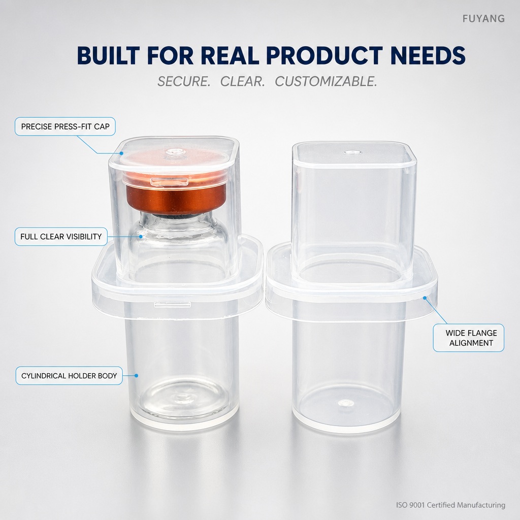 FY vial storage box packaging box available in 10ml and 3ml vial sizes.