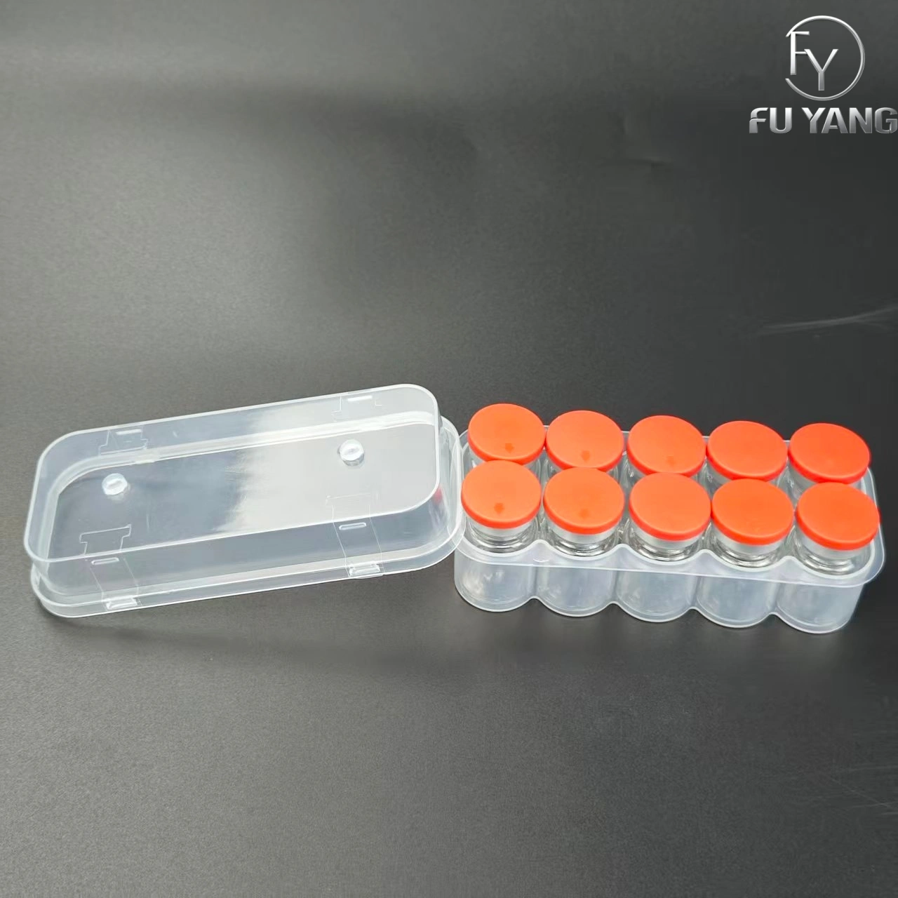 custom 5ml 10-vial complete packaging kit with transparent PP case glass vial butyl stopper and multi-color aluminum cap