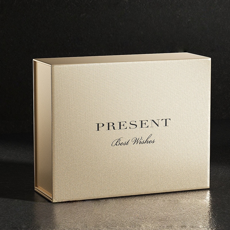 Elegant gold HC.PRINTERS gift box with
