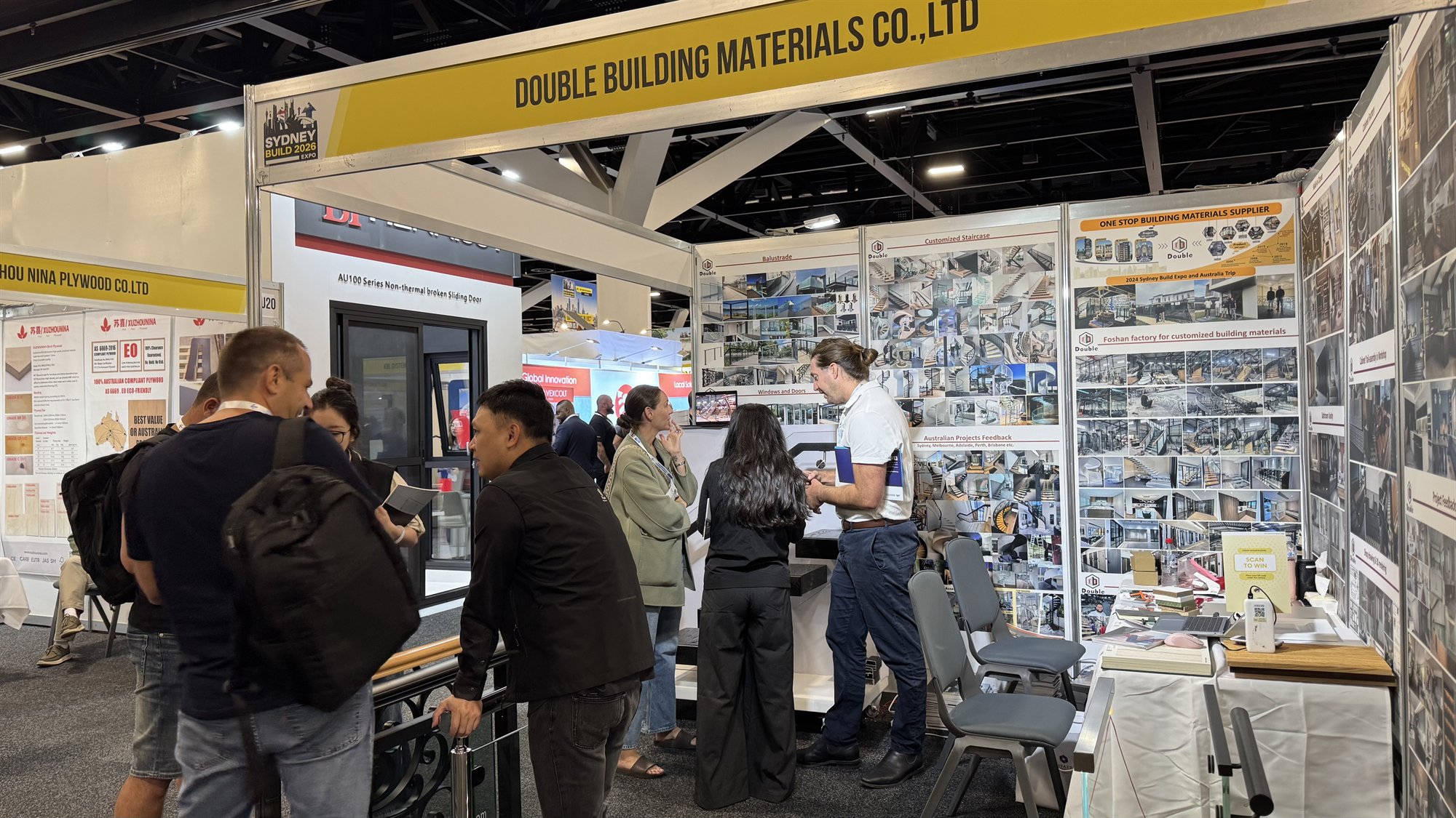 Visitors and staff at booth U25 during Sydney Build 2026