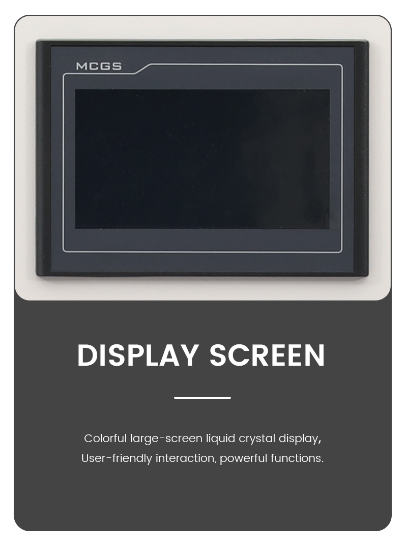 Geliss freeze dryer MCGS digital display screen detail feature infographic highlighting a colorful large-screen liquid crystal interface for user-friendly interaction and powerful functions