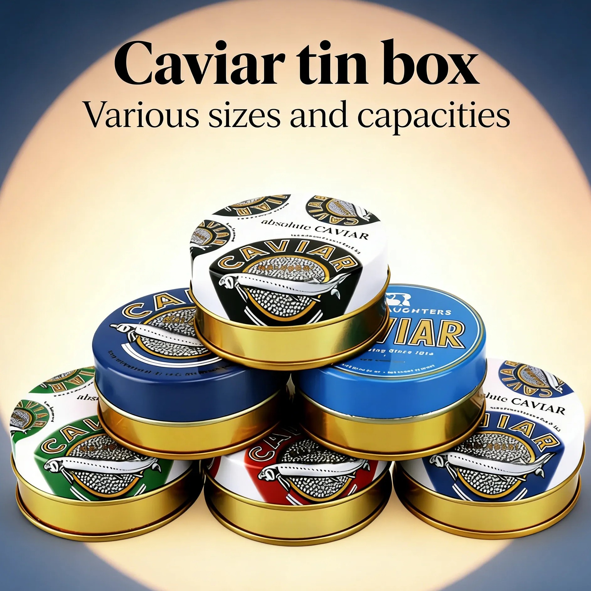 Luxury custom printed tin box for caviar, high-end sealed metal packaging tin container