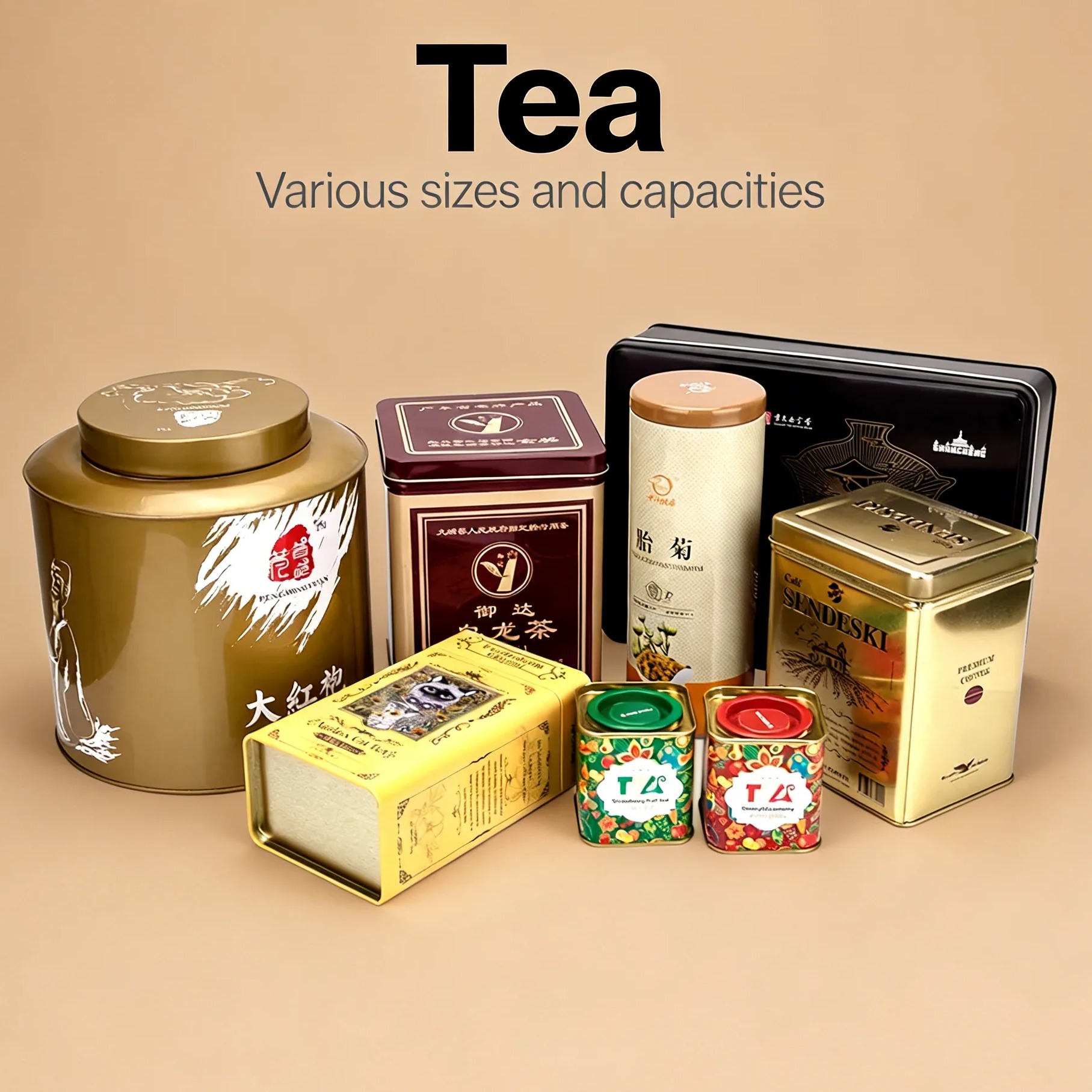 Tea，Various sizes and capacities
