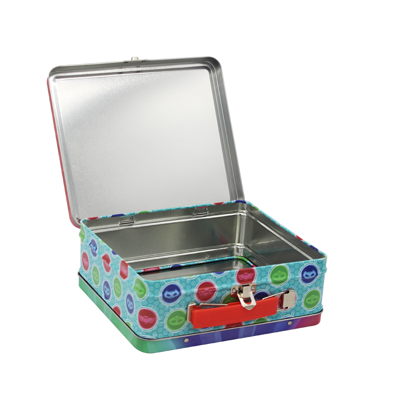 Lunch box for kids
Rectangular tin lunch box
Tinbox with handled lid