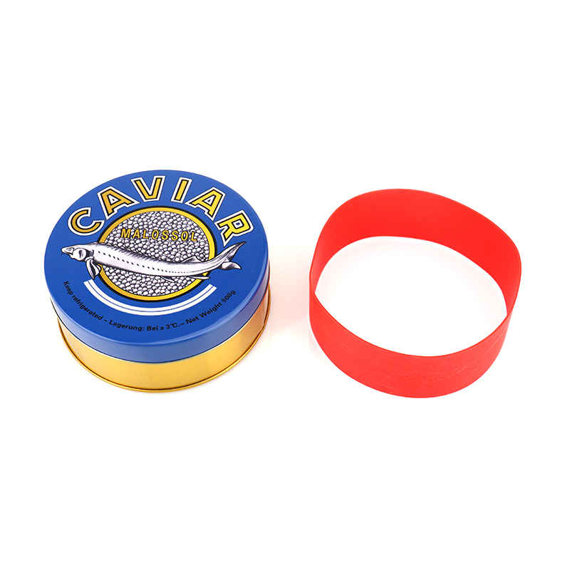 Empty Caviar Tins
Round Caviar Tin Box Tin Can With Rubber Band
Food Grade Tin Case
recyclable metal boxes
canned food tin case