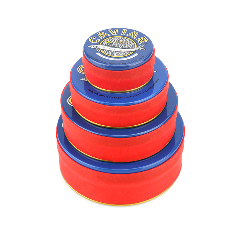 Empty Caviar Tins
Round Caviar Tin Box Tin Can With Rubber Band
Food Grade Tin Case
recyclable metal boxes
canned food tin case