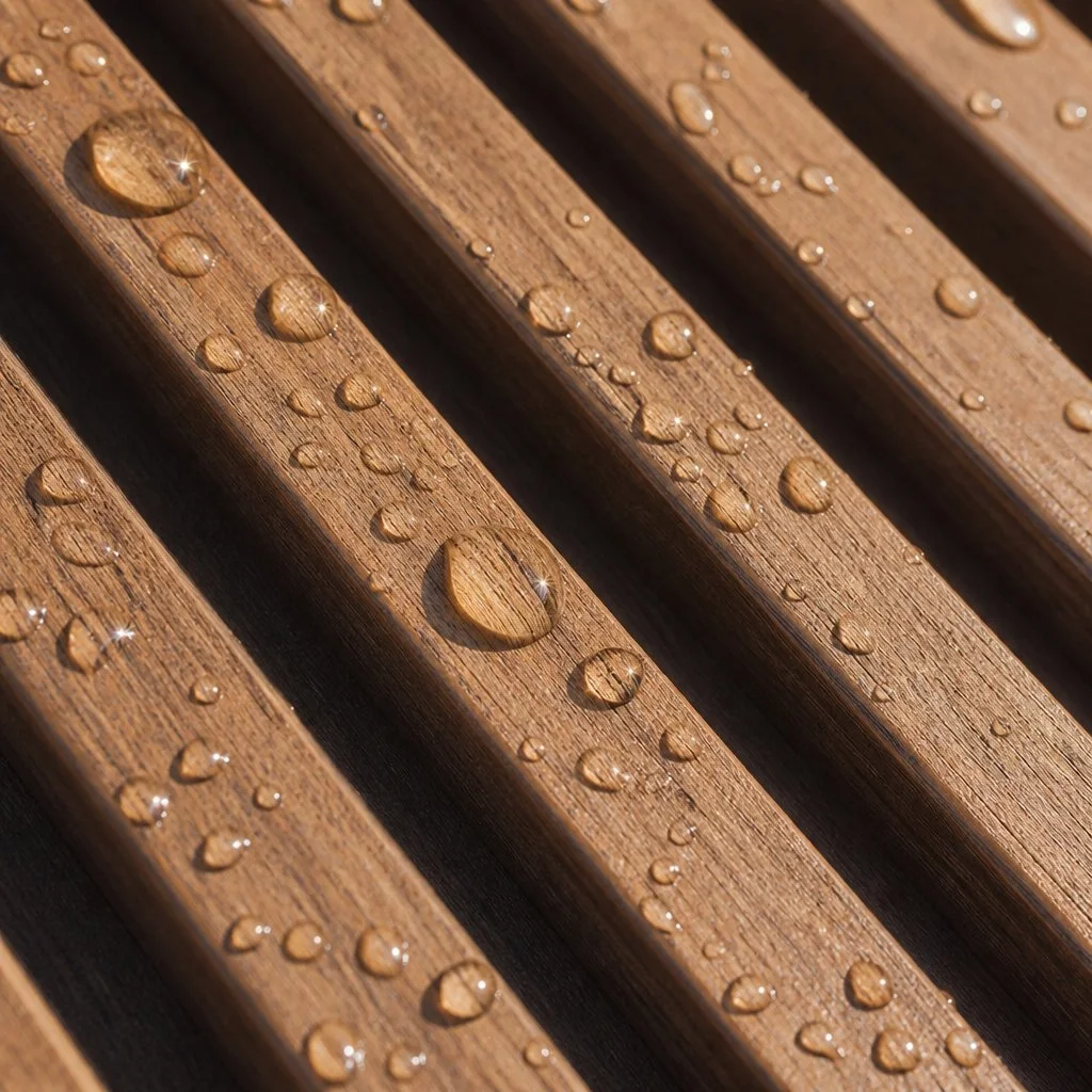 fluted wpc wall panel texture close-up showing wood grain