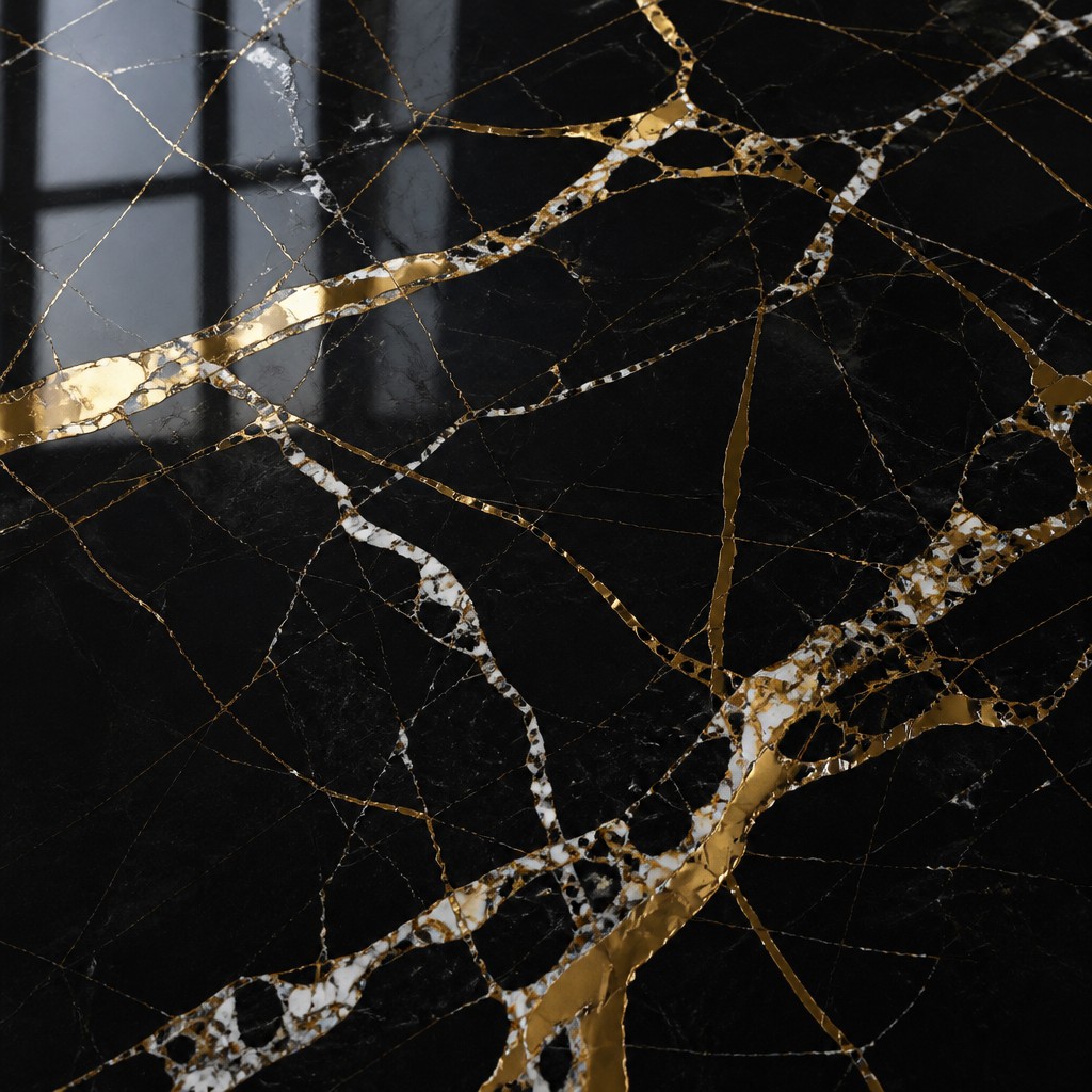 Black Gold Marble PVC UV Wall Panel texture detail