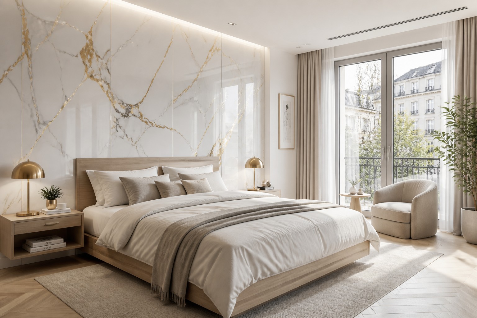 Calacatta White Marble PVC UV Wall Panel in modern interior